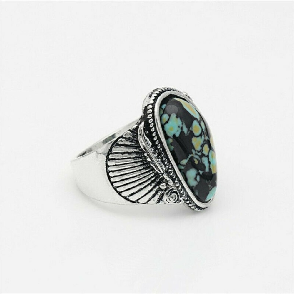 charming Vintage tibet Silver turquoise Ring New - Picture 2 of 4